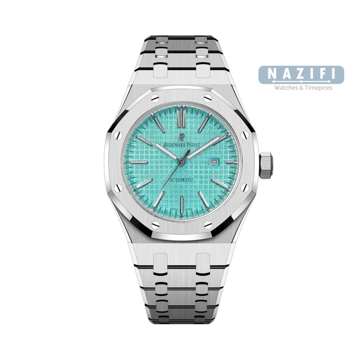 ساعت ای پی رویال اوک آبی تیفانی مدل  Ap Royal Oak Bluetifany FW0058