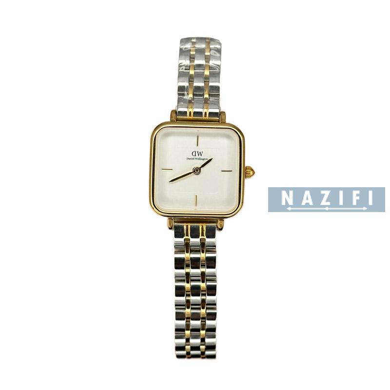 خرید قسطی | ساعت زنانه صفحه مربع دنیل ویلینگتون نقره ای طلایی DW-k22hre01