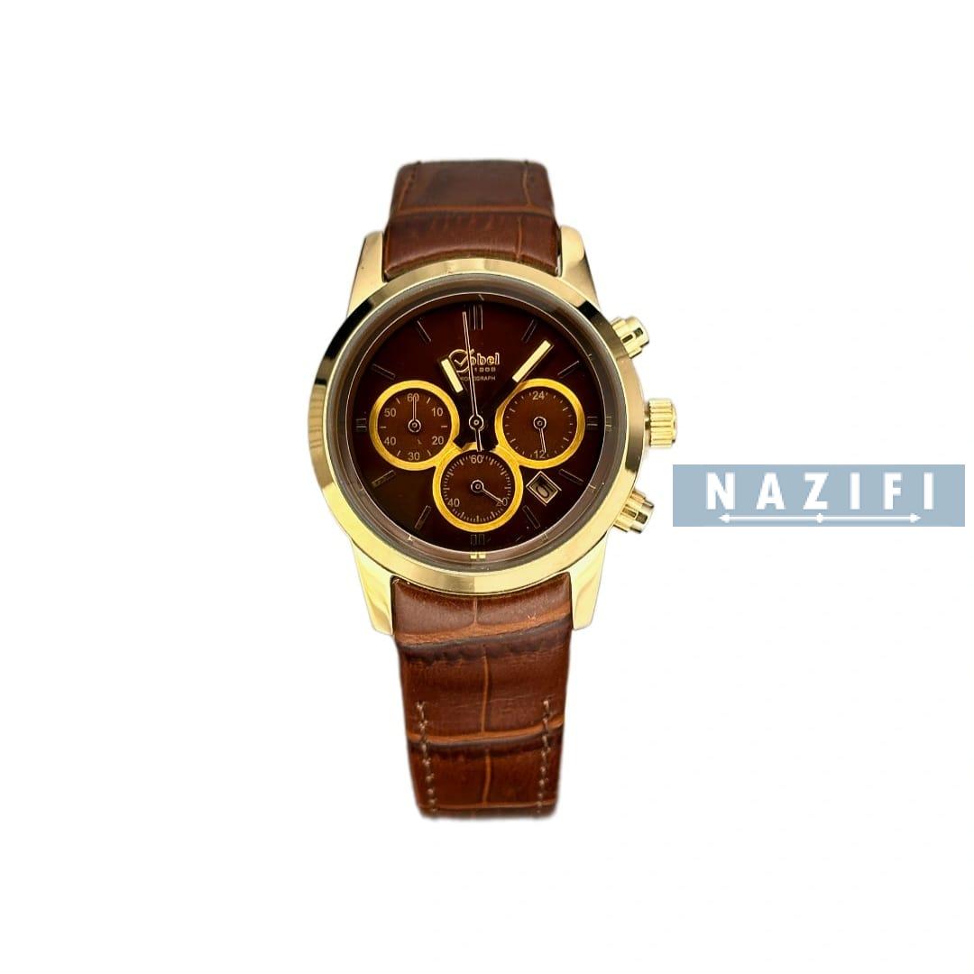 خرید قسطی| ساعت زنانه کوبل بند چرم 3 موتوره کرنوگراف اورجینال CB6149AS