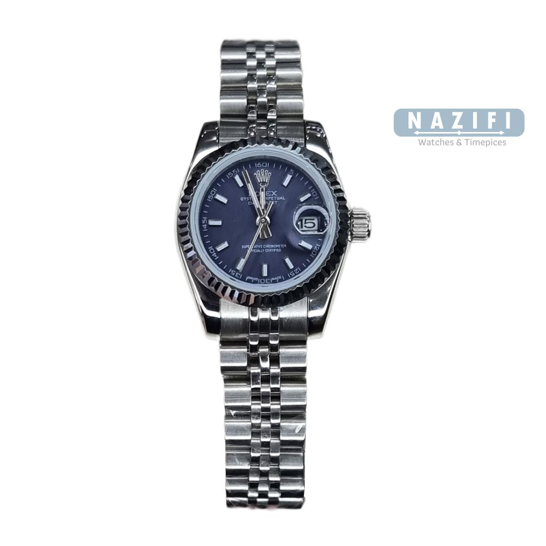 خرید قسطی | ساعت رولکس زنانه  صفحه آبی سایز کوچک  DatejustGS4412-4