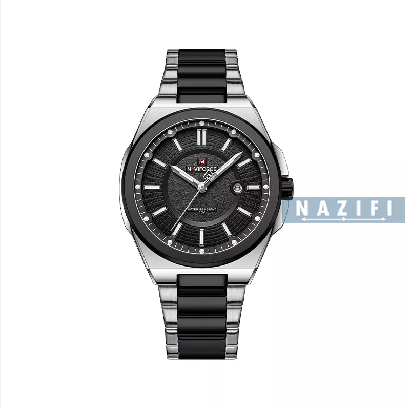 خرید قسطی|ساعت مردانه نیوی فورس اسپرت نقره ای - مشکی 9212/3 