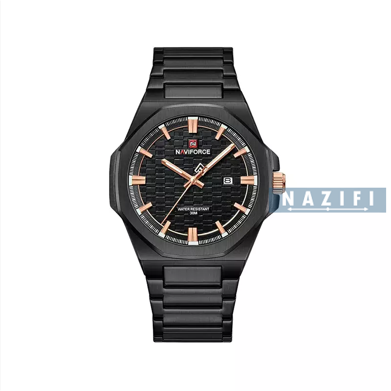 خرید قسطی|ساعت مردانه نیوی فورس اسپرت تمام استیل مشکی9245/3