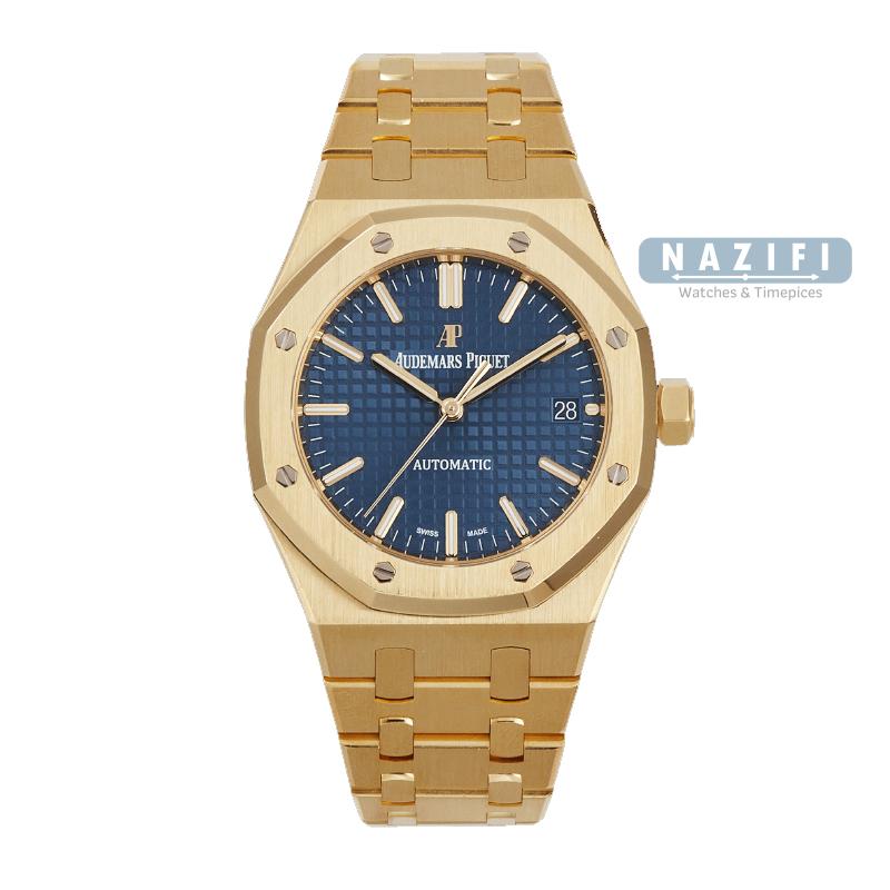 ساعت ای پی رویال اوک طلایی صفحه سرمه ای  Ap Royal Gold Blue FW0058
