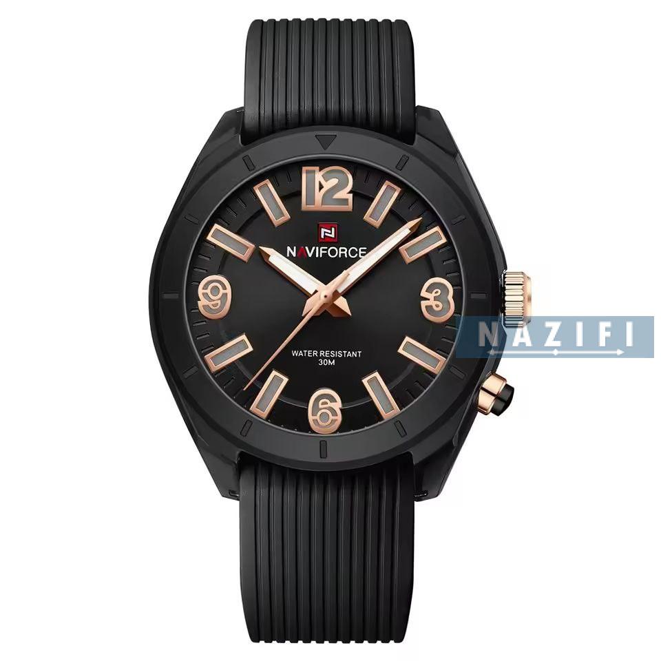 خرید قسطی| ساعت مچی دخترانه نیوی فورس بند رابر  مشکی 7103/1