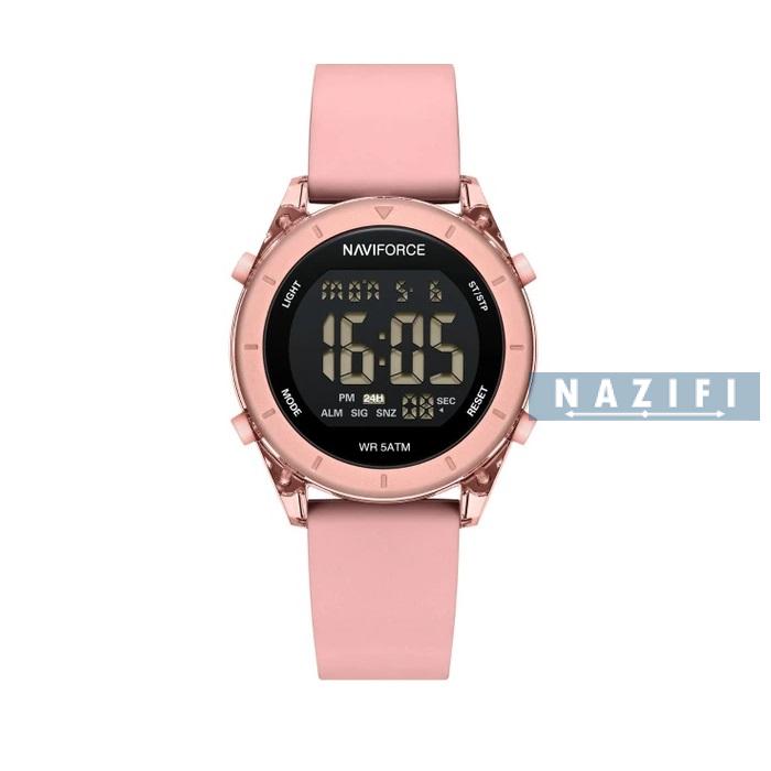 خرید قسطی| ساعت مچی دخترانه نیوی فورس بند رابر صورتی7108/2