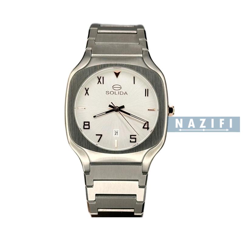 خرید قسطی | ساعت مچی  مردانه صفحه مربع سفید سولیدا G 6123/1