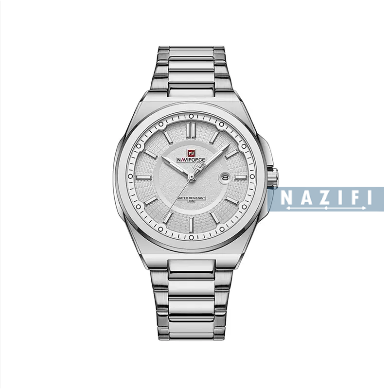 خرید قسطی|ساعت مردانه نیوی فورس کلاسیک نقره ای9212/1