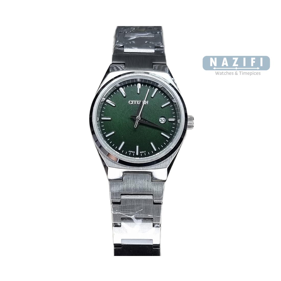 خرید قسطی | ساعت مچی زنانه سیتیزن استیل صفحه سبز G31681-28