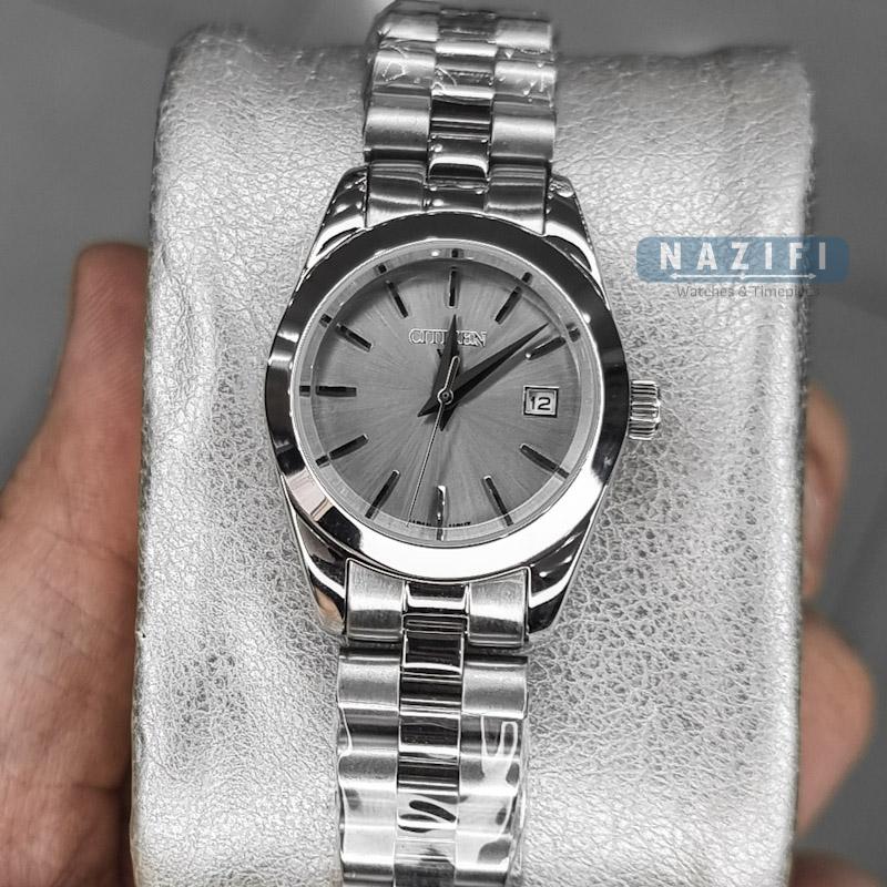 خرید قسطی | ساعت مچی زنانه سیتیزن استیل صفحه جیوه ای G31681-24