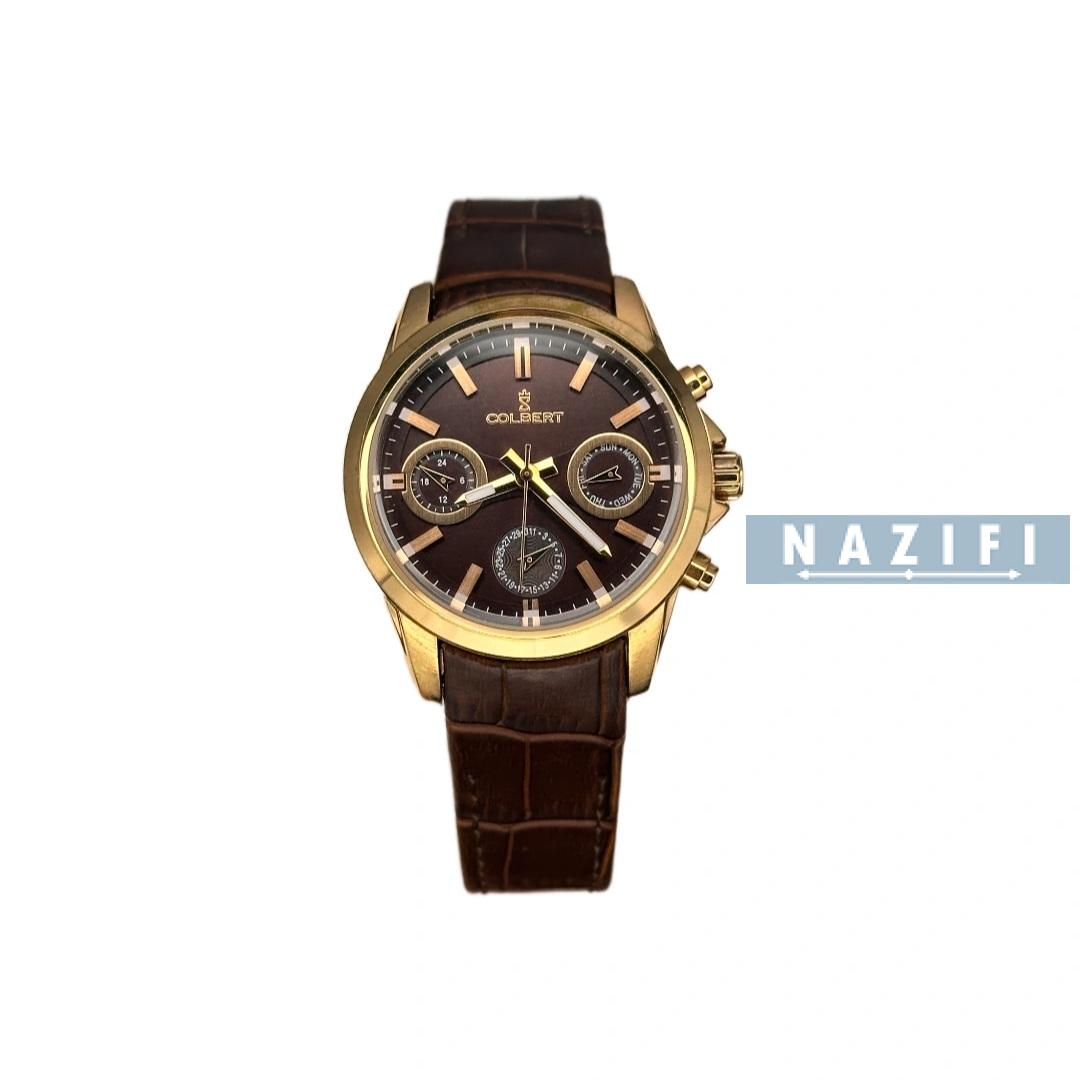 خرید قسطی| ساعت زنانه کلبرت بند چرم 3 موتوره فول تایم اورجینال10166L