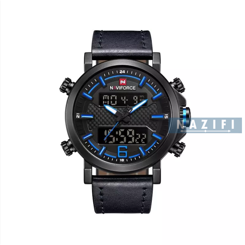 خرید قسطی| ساعت مردانه نیوی فورس دو موتوره انالوگ دیجیتال چرم 9135/2