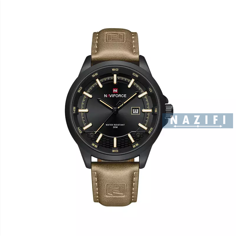خرید قسطی| ساعت مردانه نیوی فورس چرم نسکافه ای اسپرت 9248/8
