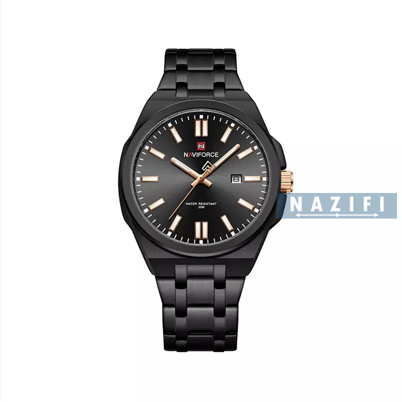 خرید قسطی|ساعت مردانه نیوی فورس کلاسیک تمام استیل مشکی 9226/3