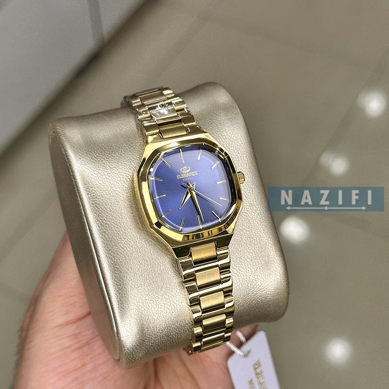 خرید قسطی | ساعت زنانه الگانس استیل طلایی صفحه آبی ER 2208/13