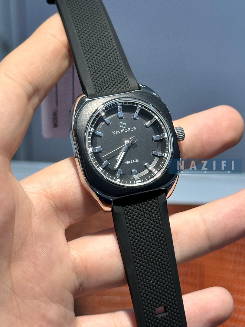 خرید قسطی| ساعت مچی دخترانه صفحه مربع نیوی فورس بند رابر  مشکیNF 5061/1