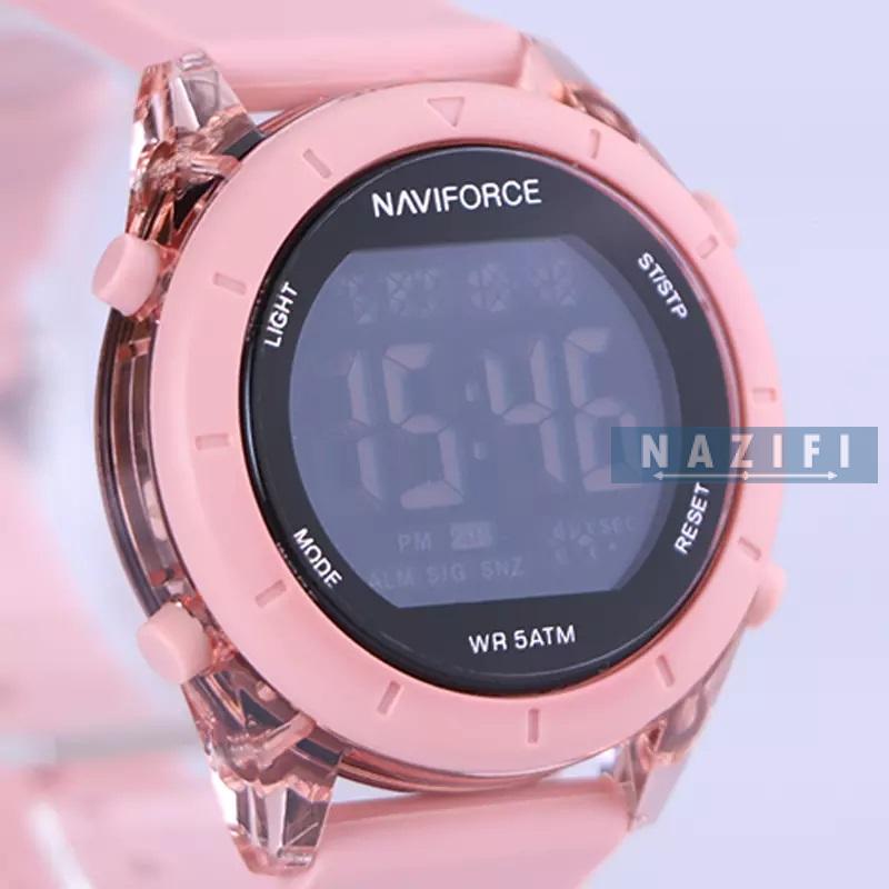 خرید قسطی| ساعت مچی دخترانه نیوی فورس بند رابر صورتی7108/2