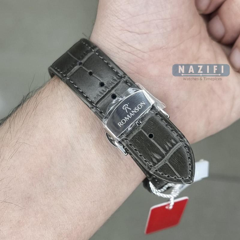 خرید قسطی | ساعت مردانه بند چرم طوسی رومانسون M1533G-12