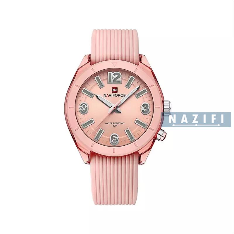 خرید قسطی| ساعت مچی دخترانه نیوی فورس بند رابر صورتی7103/4