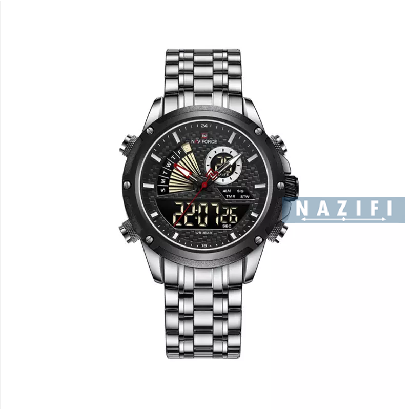 خرید قسطی| ساعت مردانه نیوی فورس دو موتوره انالوگ دیجیتال استیل 9205/1