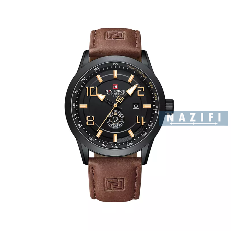 خرید قسطی| ساعت مردانه نیوی فورس چرم قهوه ای دو تاریخه  9229/5