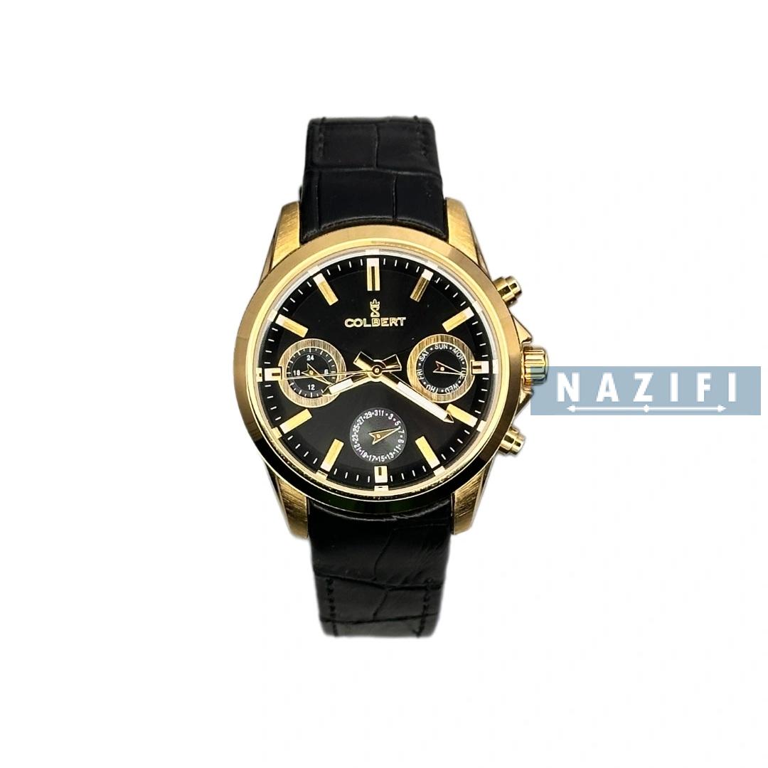 خرید قسطی| ساعت زنانه کلبرت بند چرم 3 موتوره فول تایم اورجینال 0166L