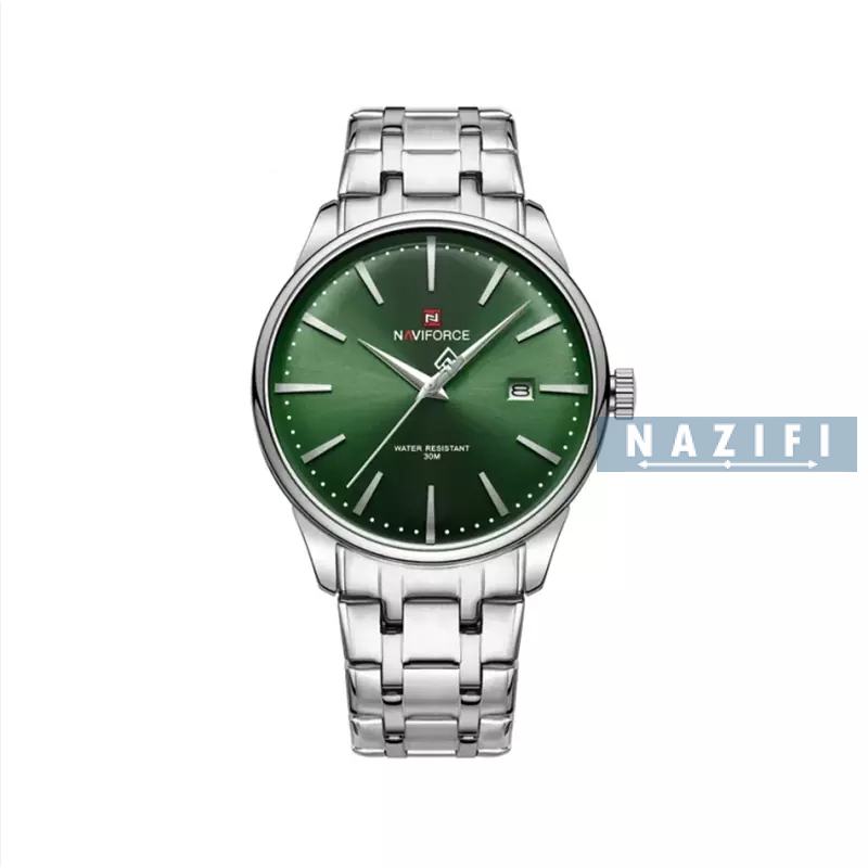 خرید قسطی|ساعت مردانه نیوی فورس کلاسیک نقره ای صفحه سبز 9230/3