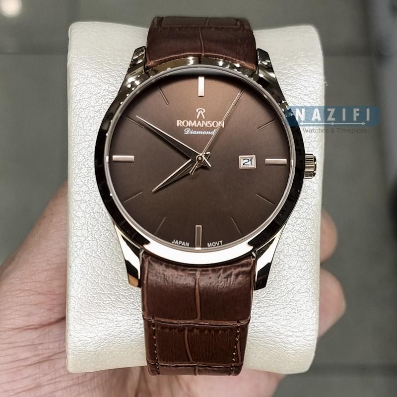 خرید قسطی | ساعت مردانه بند چرم قهوه ای رومانسون M1533G-11