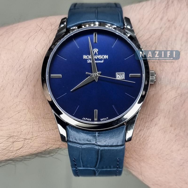 خرید قسطی | ساعت مردانه بند چرم سرمه ای رومانسون M1533G-14