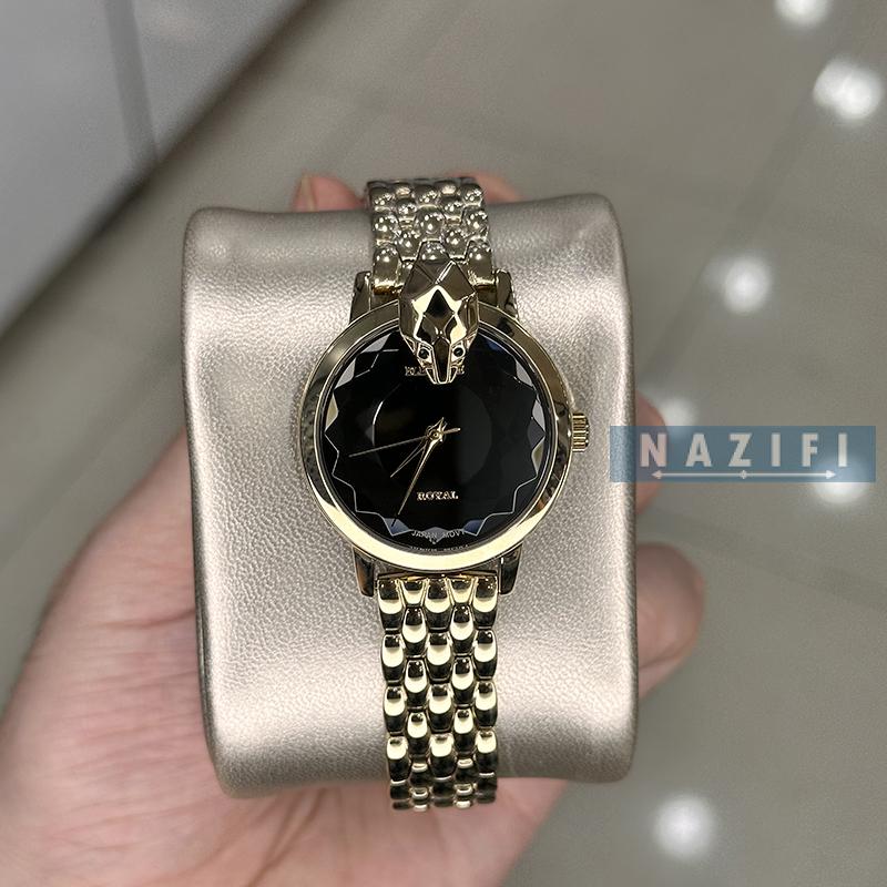 خرید قسطی | ساعت زنانه الگانس استیل طلاییطلایی طرح مار ER 2204/7