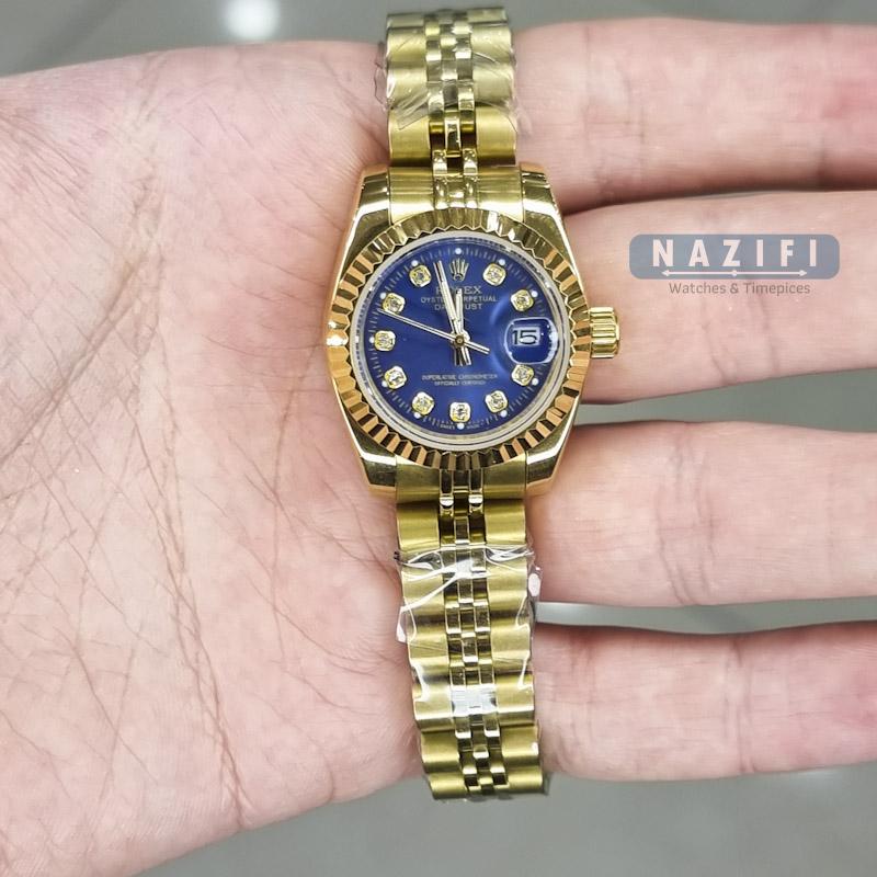 خرید قسطی | ساعت رولکس زنانه دیت جاست صفحه آبی سایز کوچک  DatejustGS4412-1