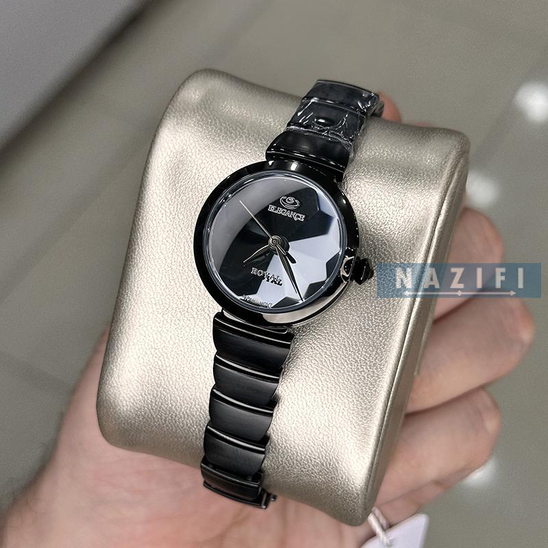 خرید قسطی | ساعت زنانه الگانس استیل صفحه آینه ای مشکی ER 2178/3