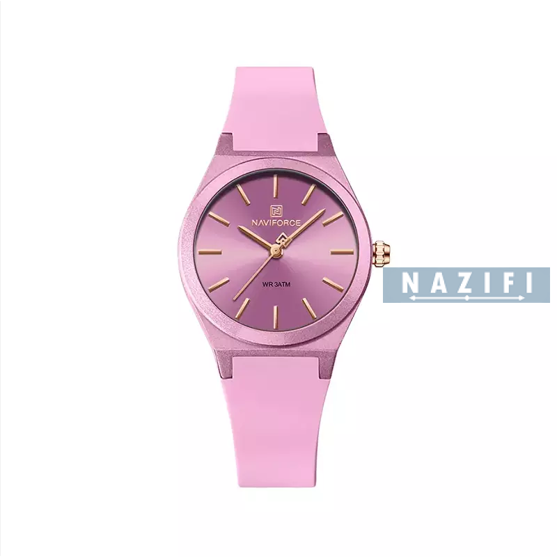 خرید قسطی| ساعت مچی عقربه ای زنانه نیوی فروس بند رابر  صورتی NF 5056/3