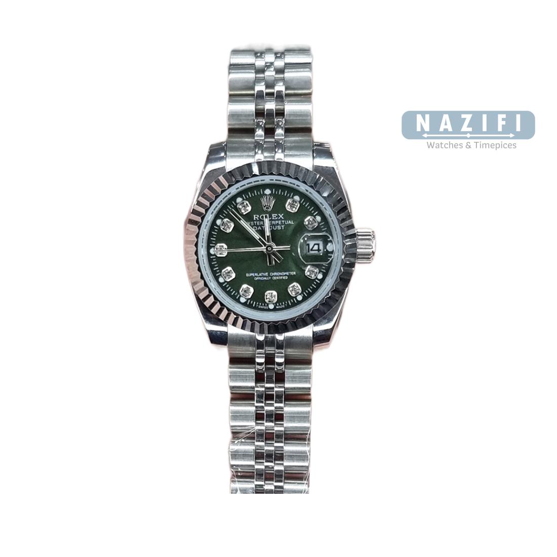 خرید قسطی | ساعت رولکس زنانه  صفحه سبز سایز کوچک  DatejustGS4412-3