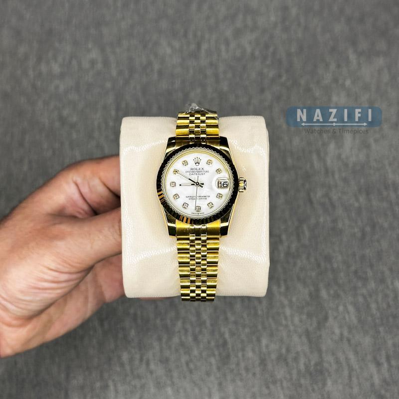 خرید قسطی | ساعت رولکس زنانه طلایی دیت جاست سایز 2 DatejustGS4423