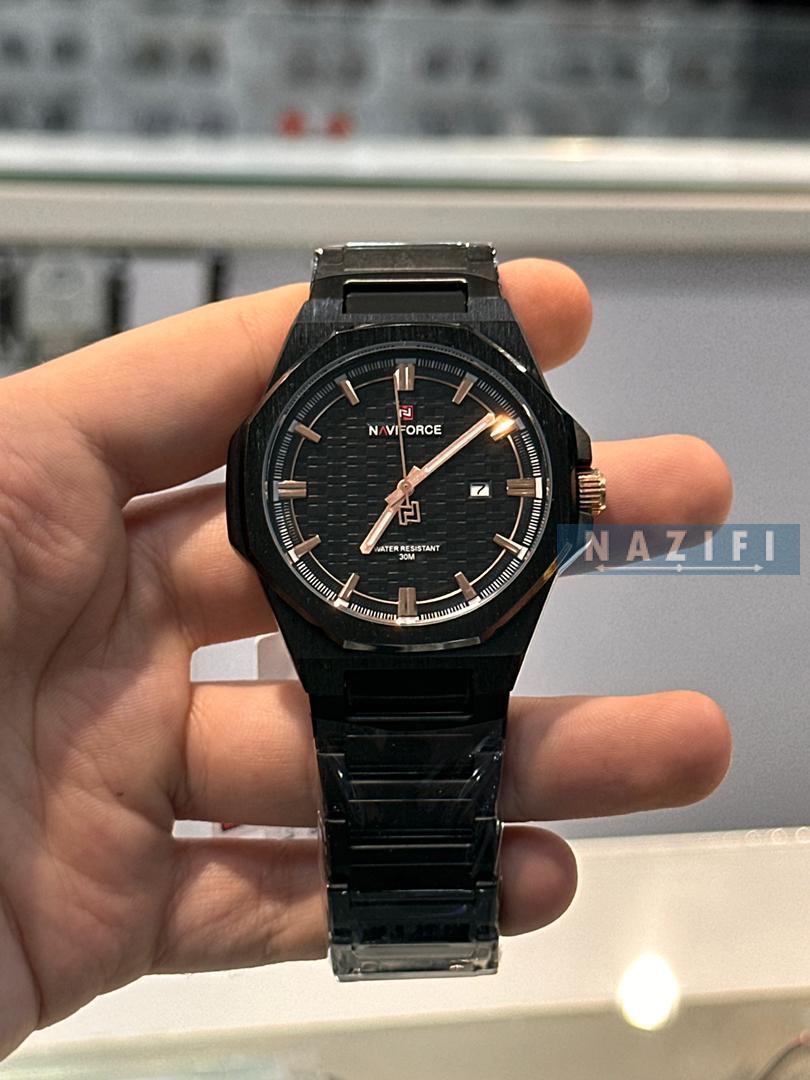 خرید قسطی|ساعت مردانه نیوی فورس اسپرت تمام استیل مشکی9245/3