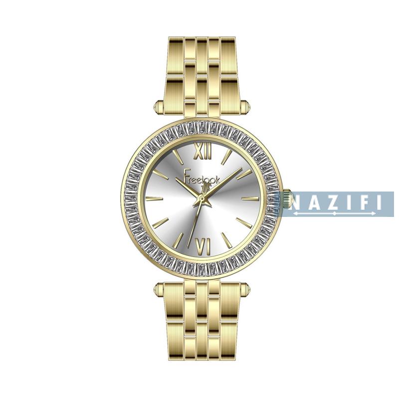 خرید قسطی | ساعت زنانه فری لوک اورجینال طلایی نگین دار FL.1.10495/3