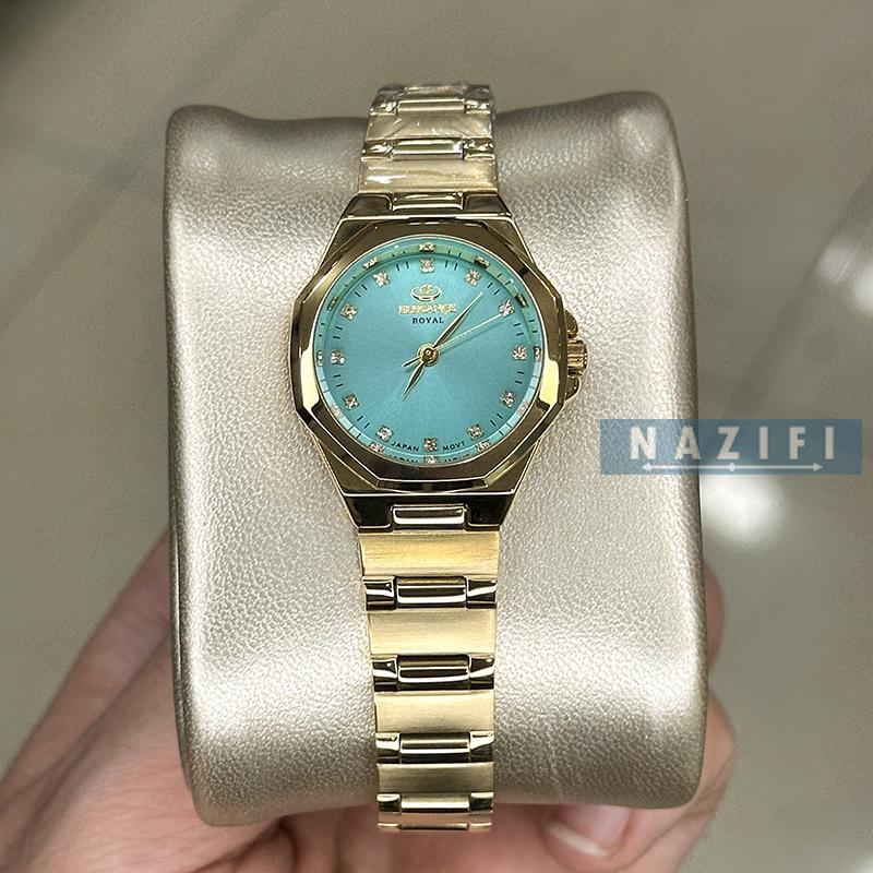 خرید قسطی | ساعت زنانه الگانس استیل طلایی  چندضلعی صفحه سبز ER 2226/7