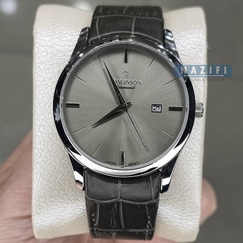 خرید قسطی | ساعت مردانه بند چرم طوسی رومانسون M1533G-13