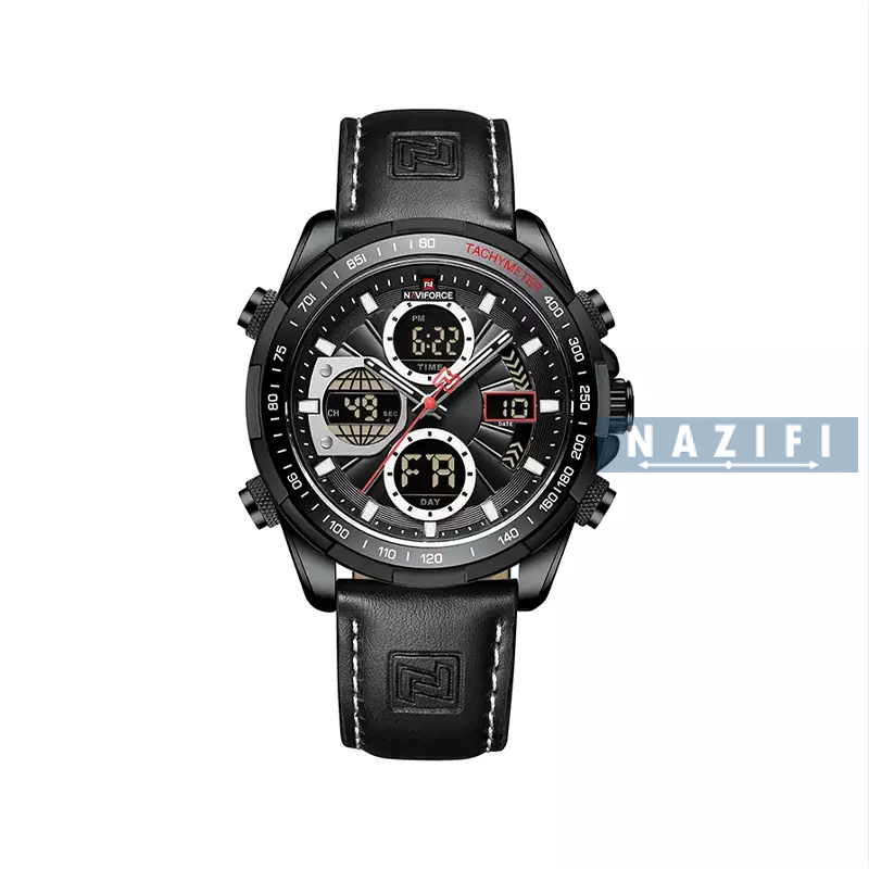 خرید قسطی| ساعت مردانه نیوی فورس دو موتوره انالوگ دیجیتال چرم9197/3