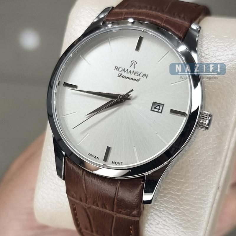 خرید قسطی | ساعت مردانه بند چرم قهوه ای رومانسون M1533G-8