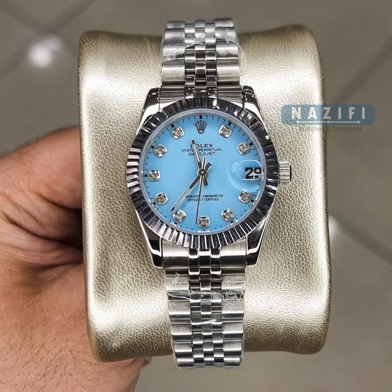 خرید قسطی | ساعت رولکس زنانه دیتجاست صفحه آبی تیفانی سایز متوسط DatejustGS4412-5