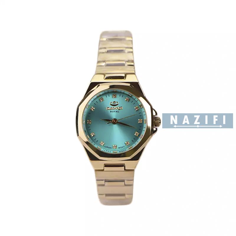 خرید قسطی | ساعت زنانه الگانس استیل طلایی  چندضلعی صفحه سبز ER 2226/7