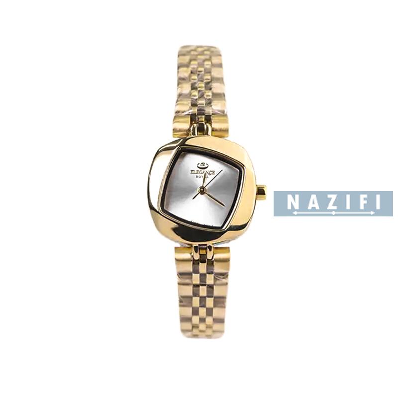 خرید قسطی | ساعت زنانه الگانس استیل طلایی  قاب مربع ER 2200/8