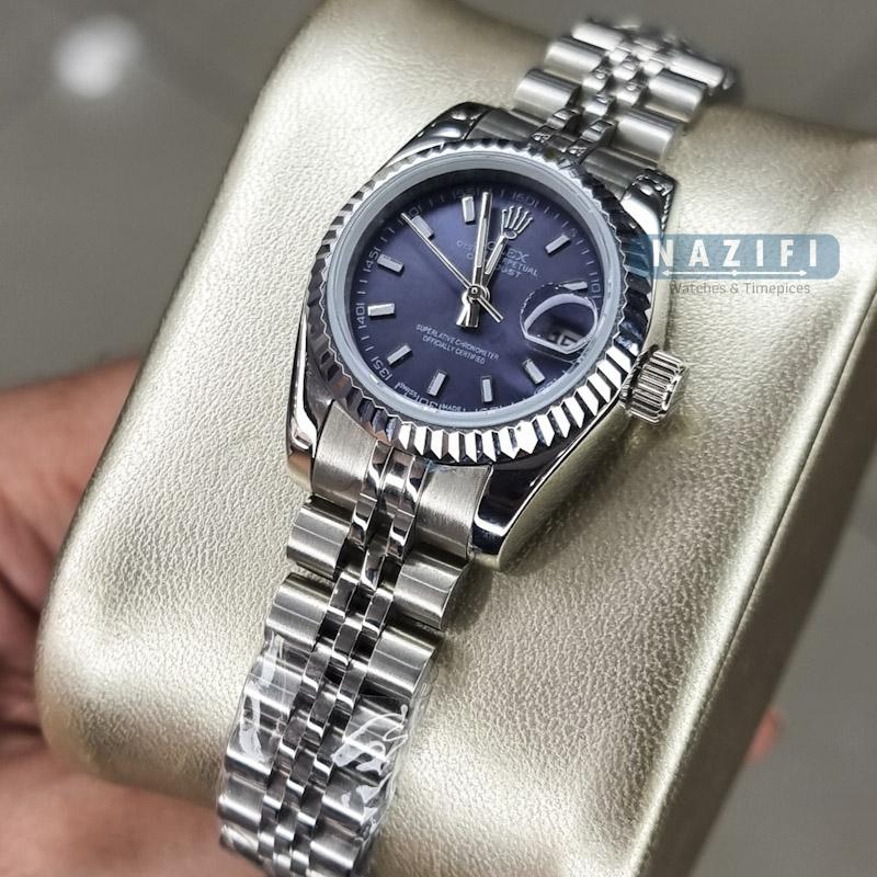 خرید قسطی | ساعت رولکس زنانه  صفحه آبی سایز کوچک  DatejustGS4412-4