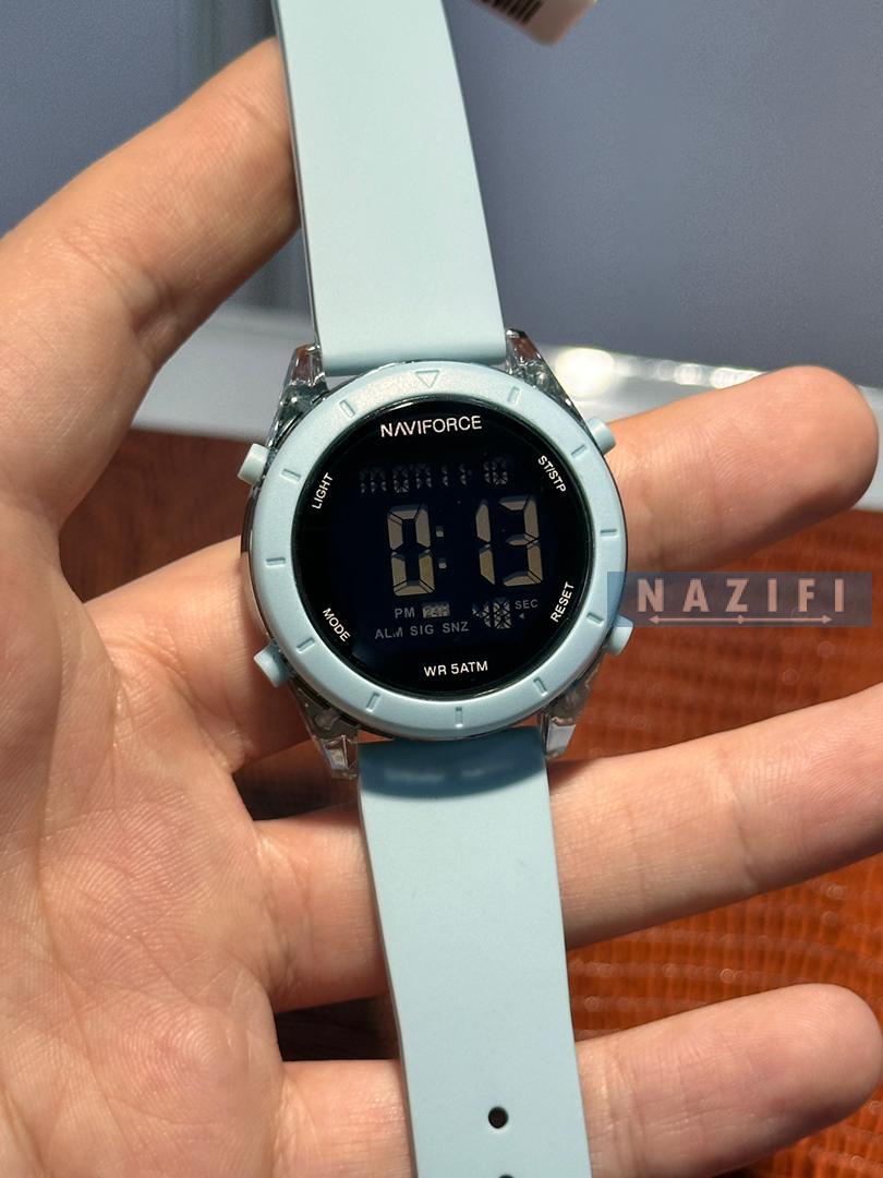 خرید قسطی|ساعت مچی دخترانه نیوی فورس بند رابر آبی دیجیتالی 7108/7