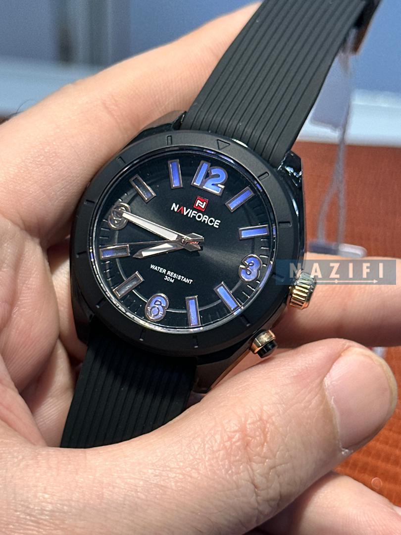 خرید قسطی| ساعت مچی دخترانه نیوی فورس بند رابر  مشکی 7103/1