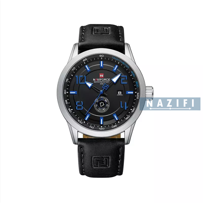 خرید قسطی| ساعت مردانه نیوی فورس چرم مشکی دو تاریخه 9229/3