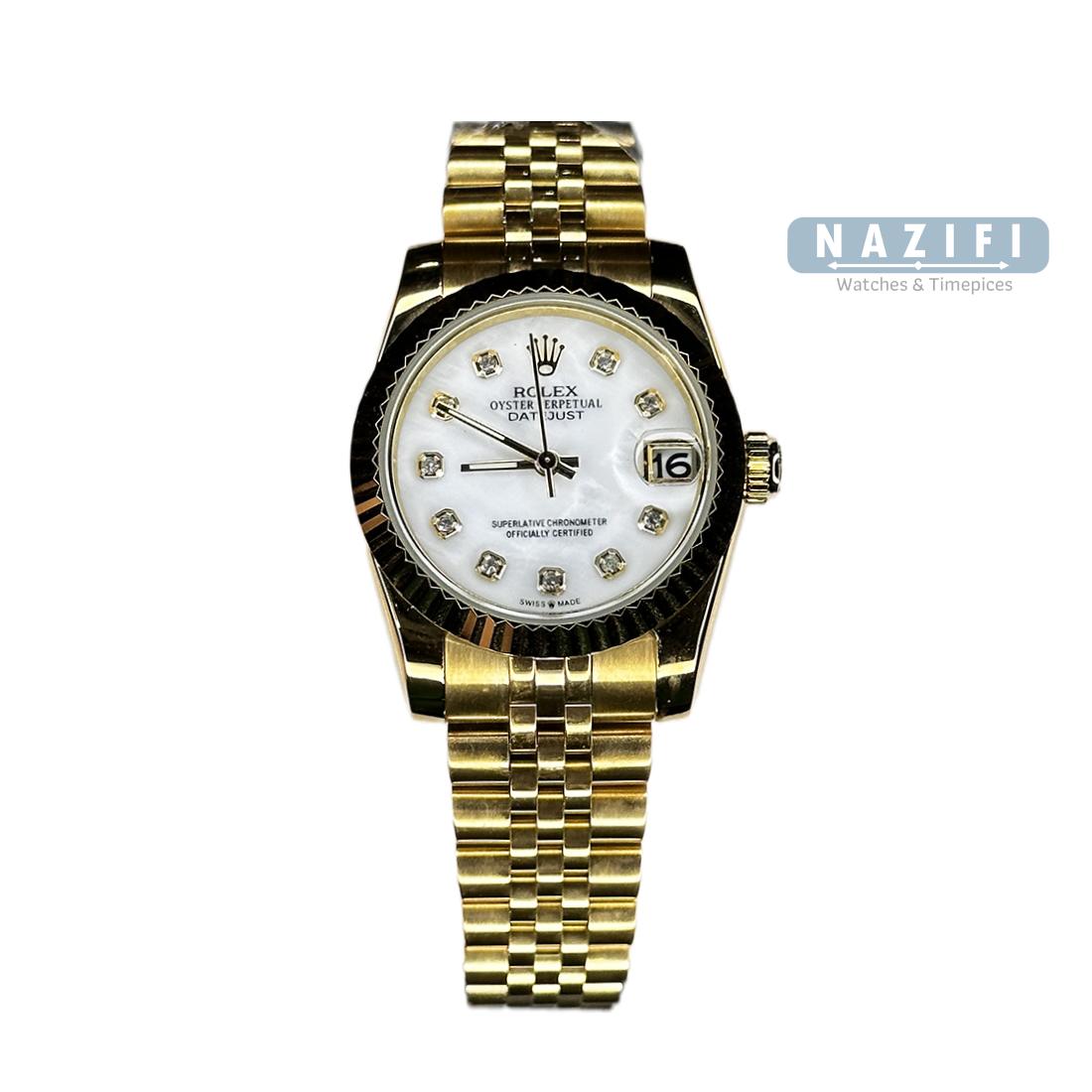 خرید قسطی | ساعت رولکس زنانه طلایی دیت جاست سایز 2 DatejustGS4423