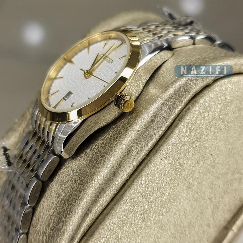 خرید قسطی | ساعت مچی زنانه سیتیزن استیل صفحه سفید نقره ای طلایی G31681-11