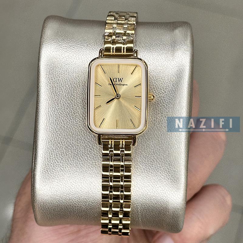 خرید قسطی | ساعت زنانه صفحه مستطیل دنیل ویلینگتون طلایی  K28Z6601/18